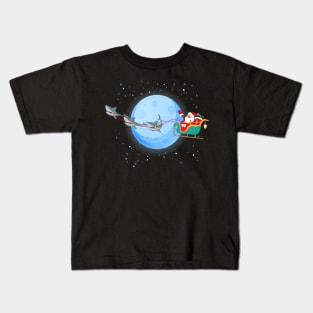 Santa Claus Riding Shark Shirt Kids T-Shirt